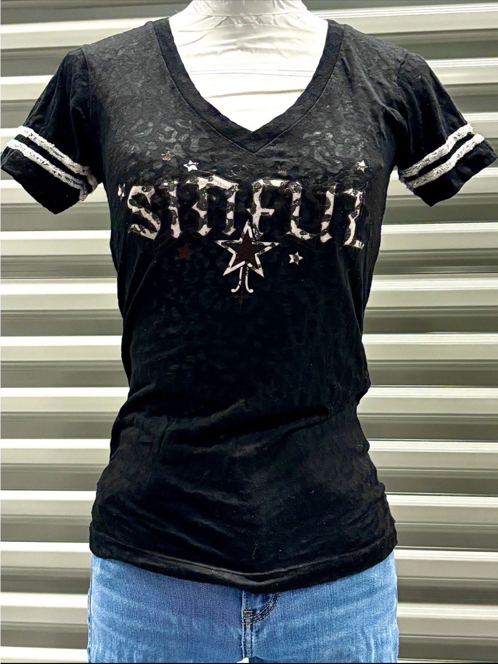 Sinful Affliction Y2K Vtg Tee Angel Wing Heart Lock Grunge Mall Goth Alt Biker